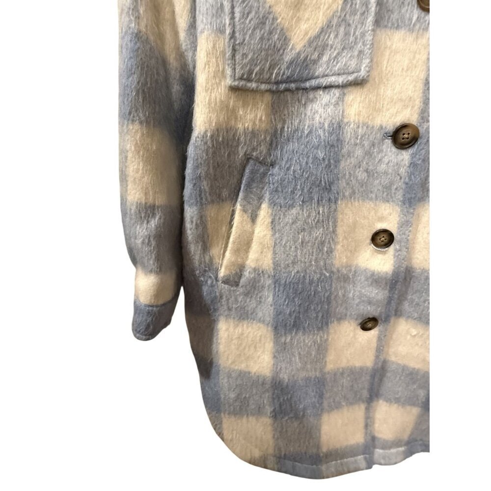 Koolaburra By UGG Blue & White Plaid Faux Fur Shacket Jacket M NWT - Picture 5 of 6